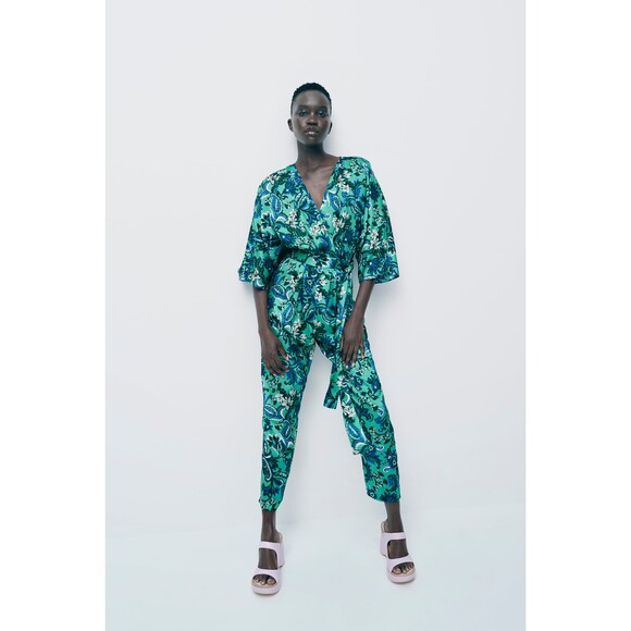 Zara Paisley Floral Print Tie Waist Pants Jumpsuit (NWT) - Picture 2 of 10